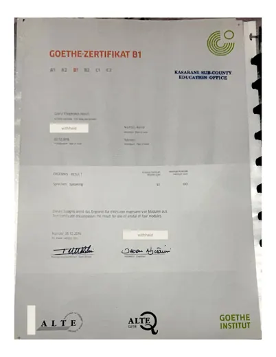 German Language — Goethe-Zertifikat B1 certificate