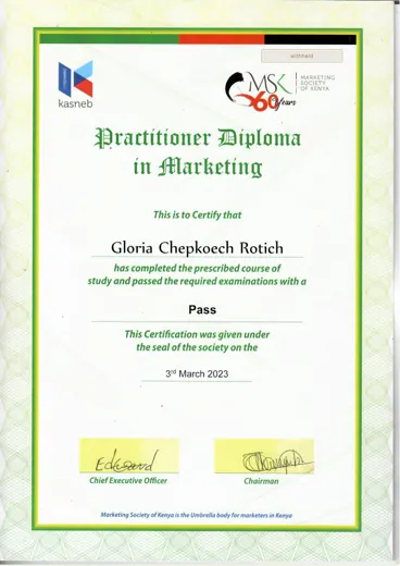 Practitioner Diploma in Marketing certificate